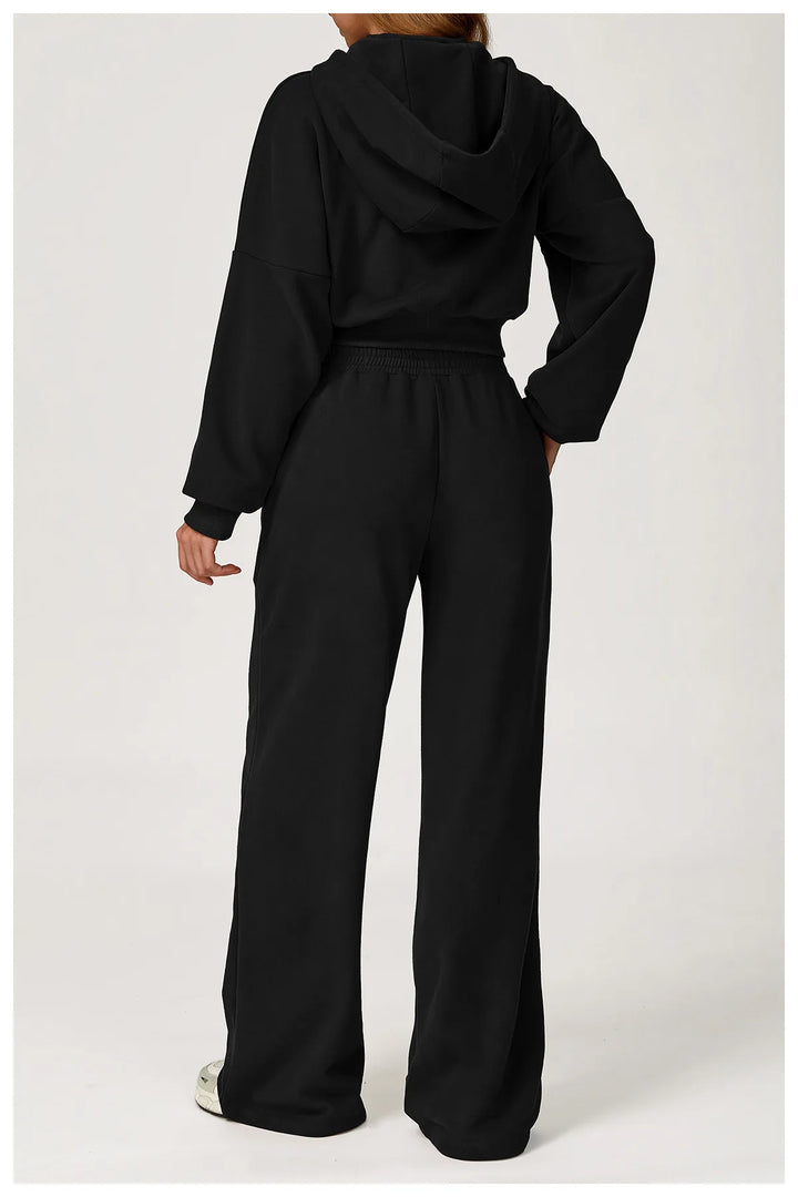 Luxurious 2 Piece Hooded Sweat Shirt Set Winter Wear Cotton