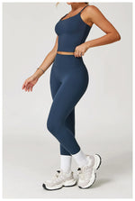 Load image into Gallery viewer, Performance Contour Seamless Two Piece Yoga Bra Set Nylon
