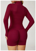 Load image into Gallery viewer, Seamless Contour Yoga Top With Zippered Long Sleeve
