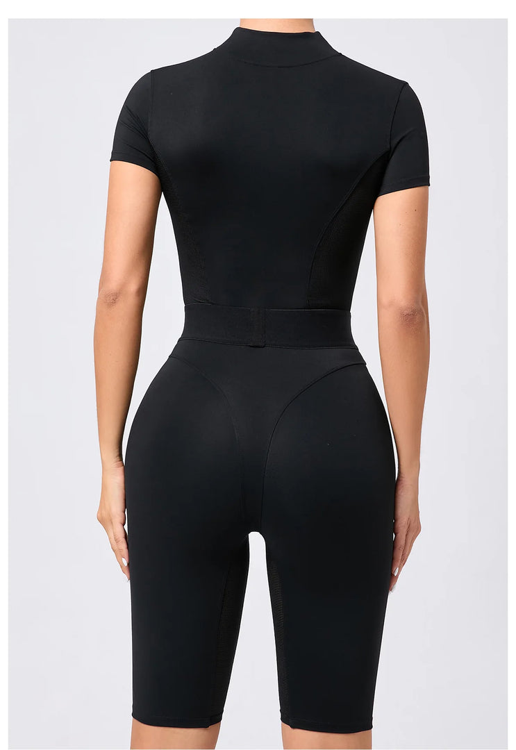 Seamless Zippered Contour Yoga Bodysuit for Performance