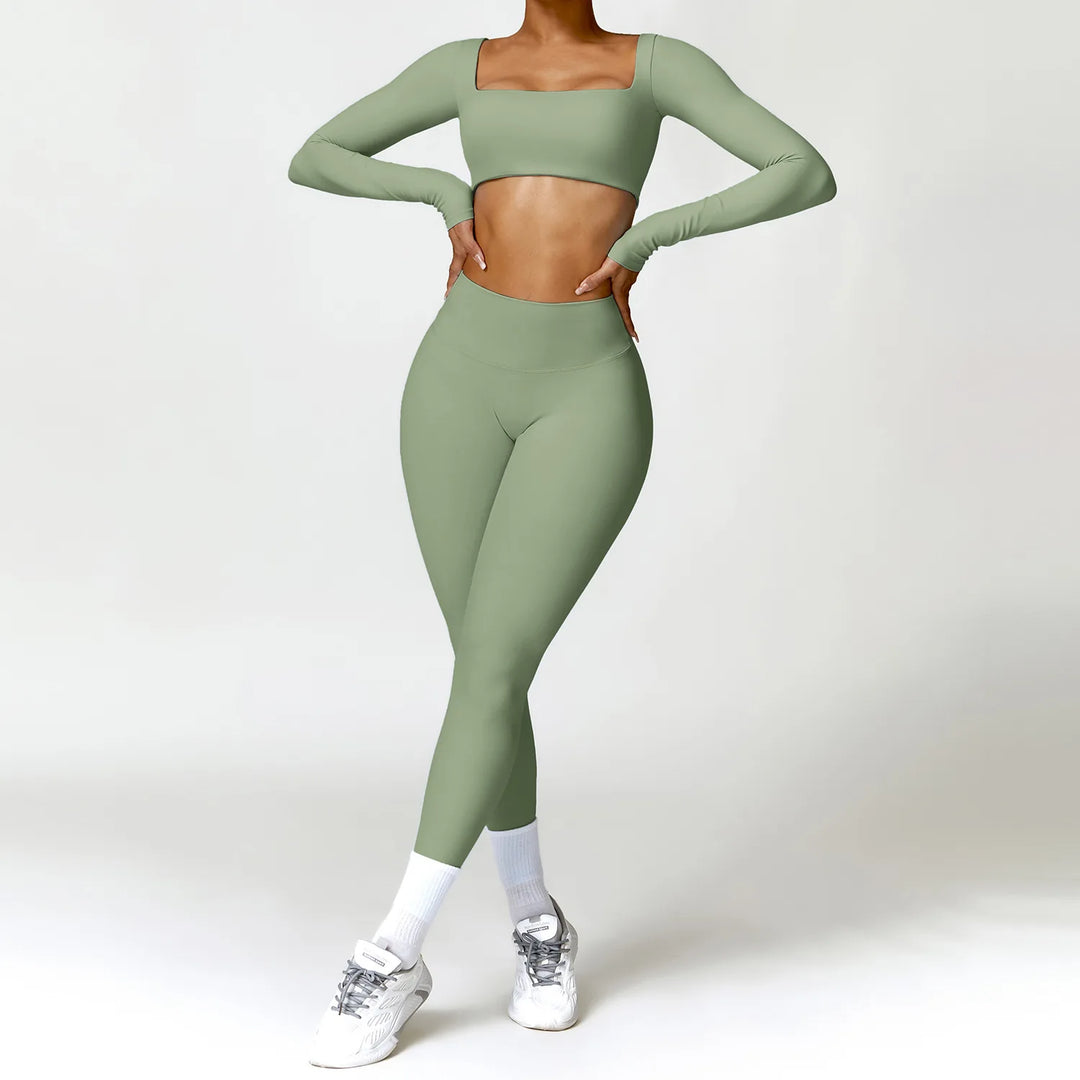 Seamless Two Piece Yoga Set Contour Silhouette Leggings