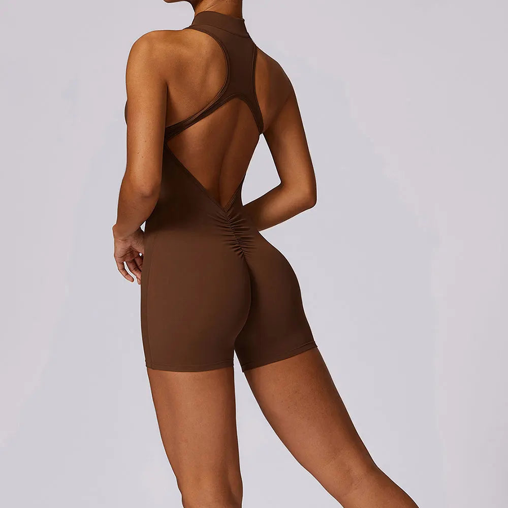 Luxurious Contour Performance Zip Front Yoga Romper