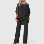 Load image into Gallery viewer, Women's Two Piece Set Off Shoulder Cape Top Wide Leg Pants Formal Style
