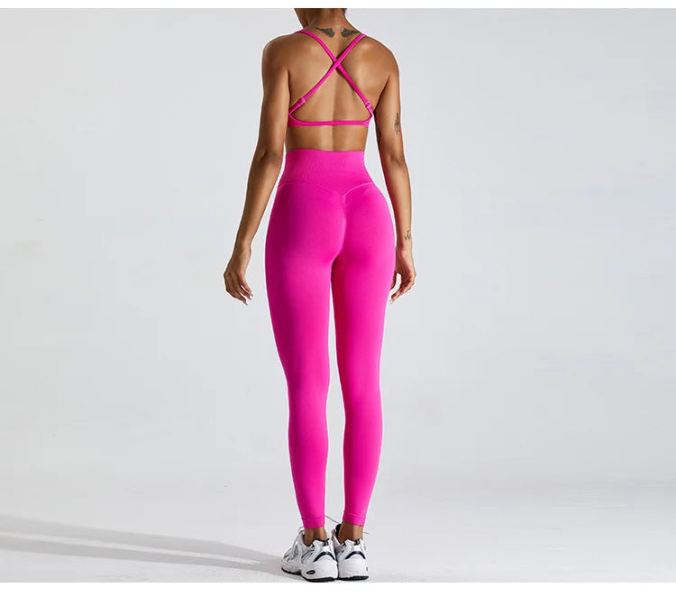 Seamless Two Piece Contour Performance Leggings Set Nylon