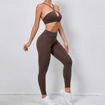 Load image into Gallery viewer, Two Piece Ribbed Seamless Studio Yoga Set Cross Back
