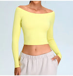 Load image into Gallery viewer, Off Shoulder Contour Seamless Athleisure Top Nylon
