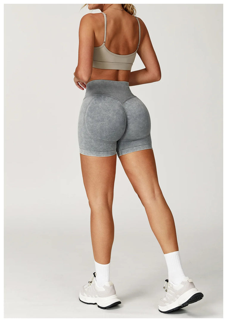 High Waist Sandwashed Performance Yoga Shorts LuxeLine