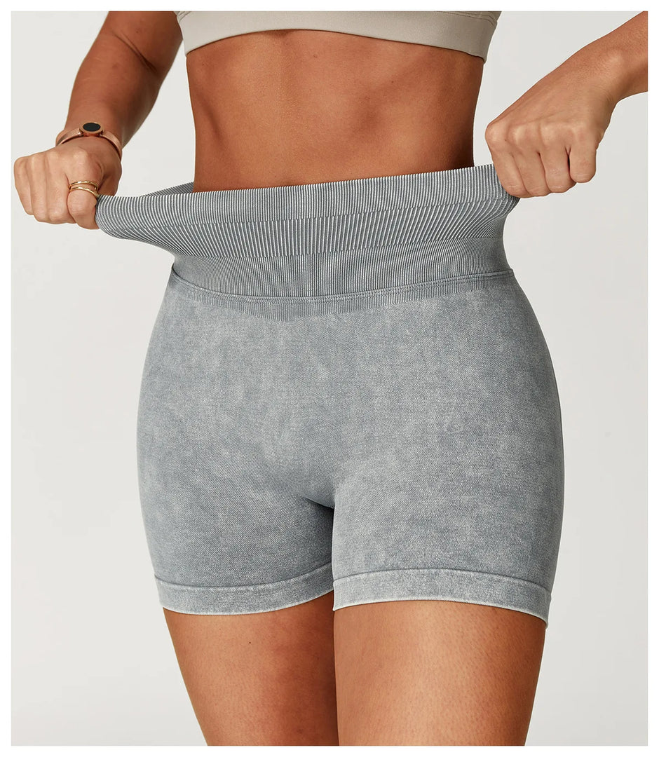High Waist Sandwashed Performance Yoga Shorts LuxeLine