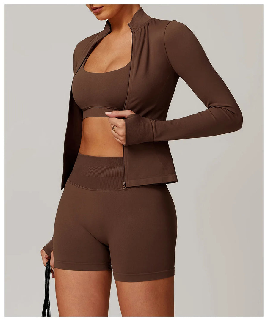 Seamless Long Sleeve Performance Jacket Zip Front Nylon