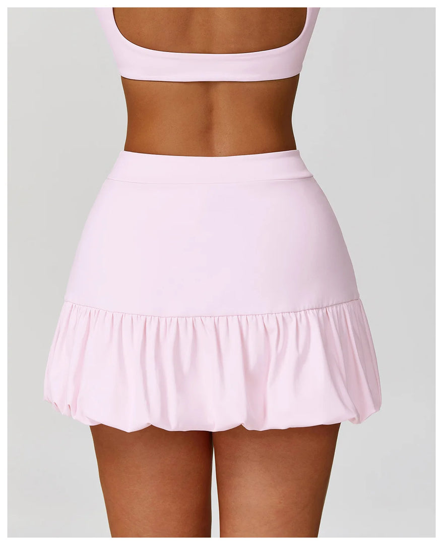 High Waist Tennis Skirt With Breathable Pockets Nylon