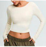 Load image into Gallery viewer, Soft Backless Sculpted Athleisure Crop Top With Sleeves
