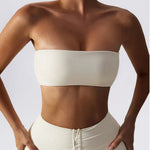 Load image into Gallery viewer, Strapless Padded Yoga Sports Bra Contour Silhouette
