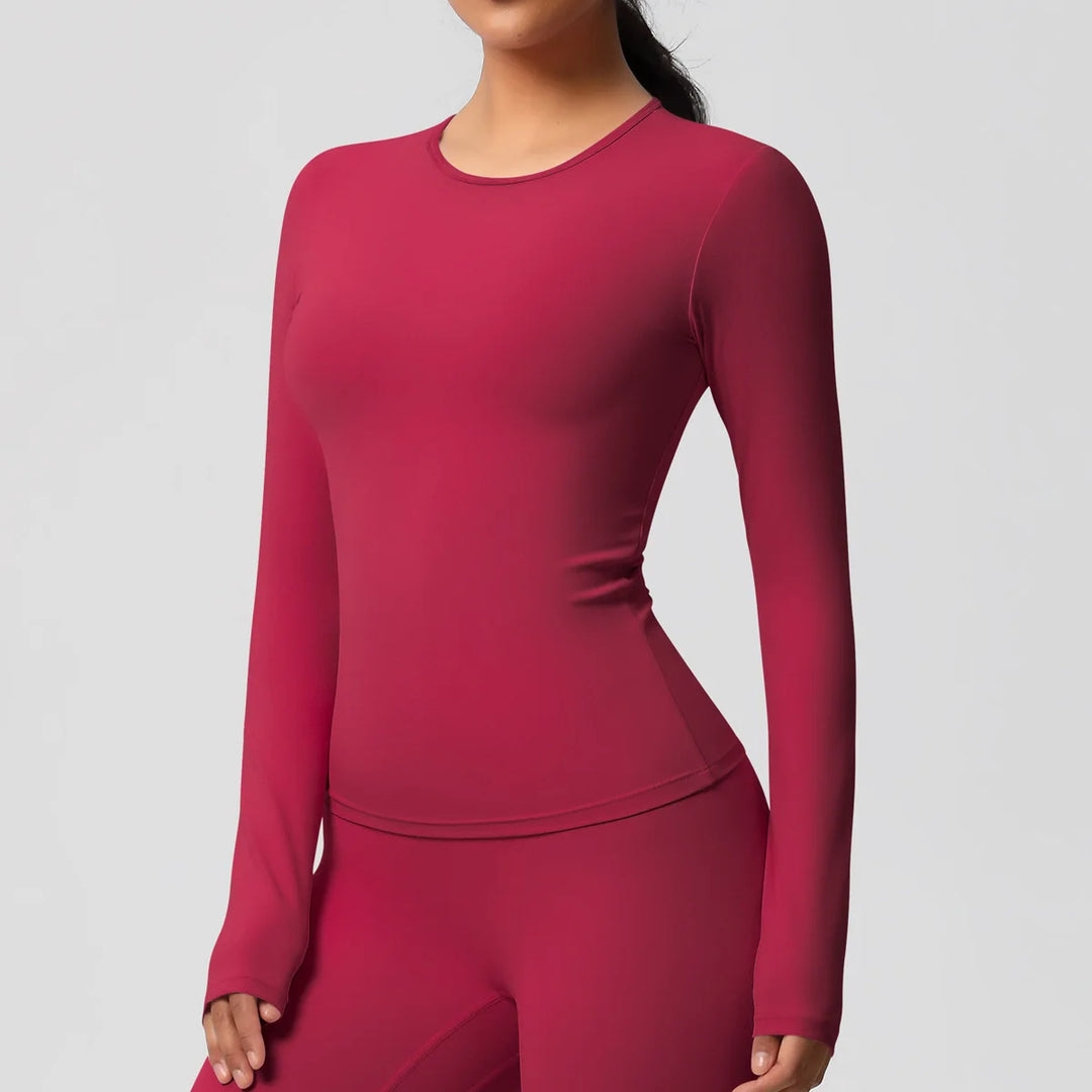 Luxurious Breathable Contoured Long Sleeve Yoga Top Nylon
