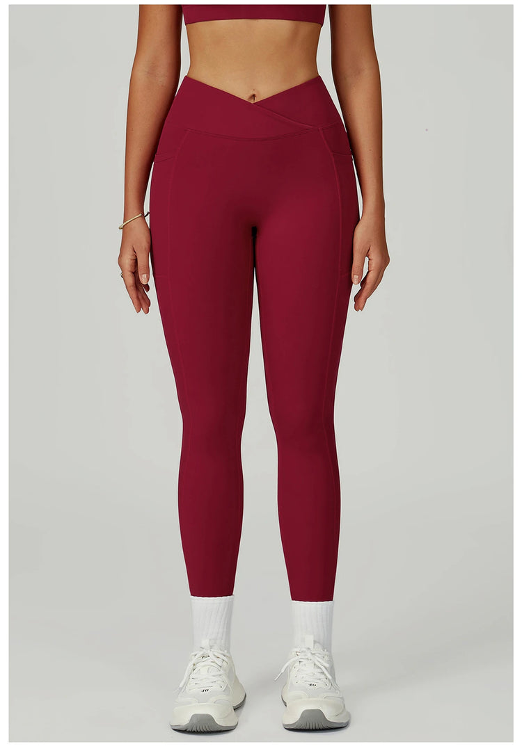Cross Waist High Rise Contoured Elegance Yoga Leggings