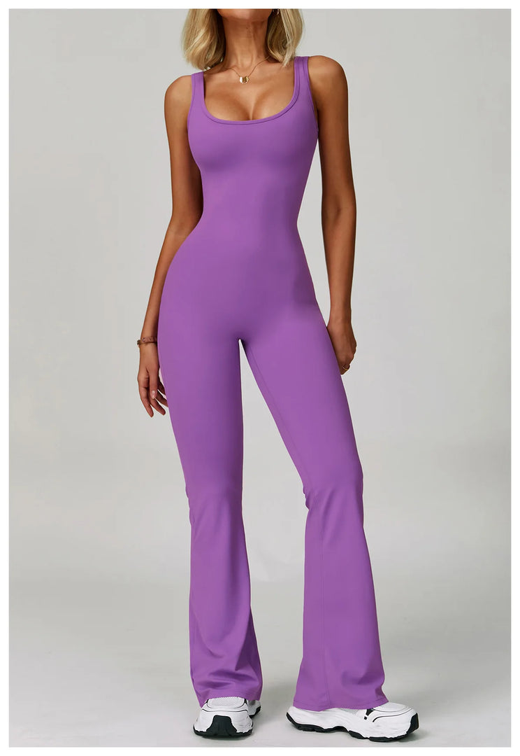 Contoured Back Zip Jumpsuit With Seamless Performance