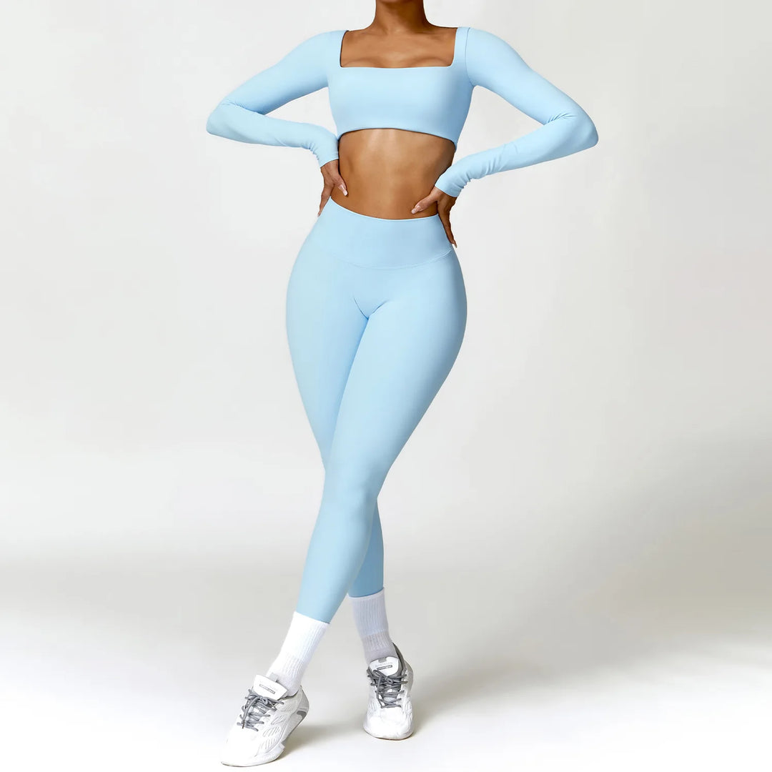 Seamless Two Piece Yoga Set Contour Silhouette Leggings