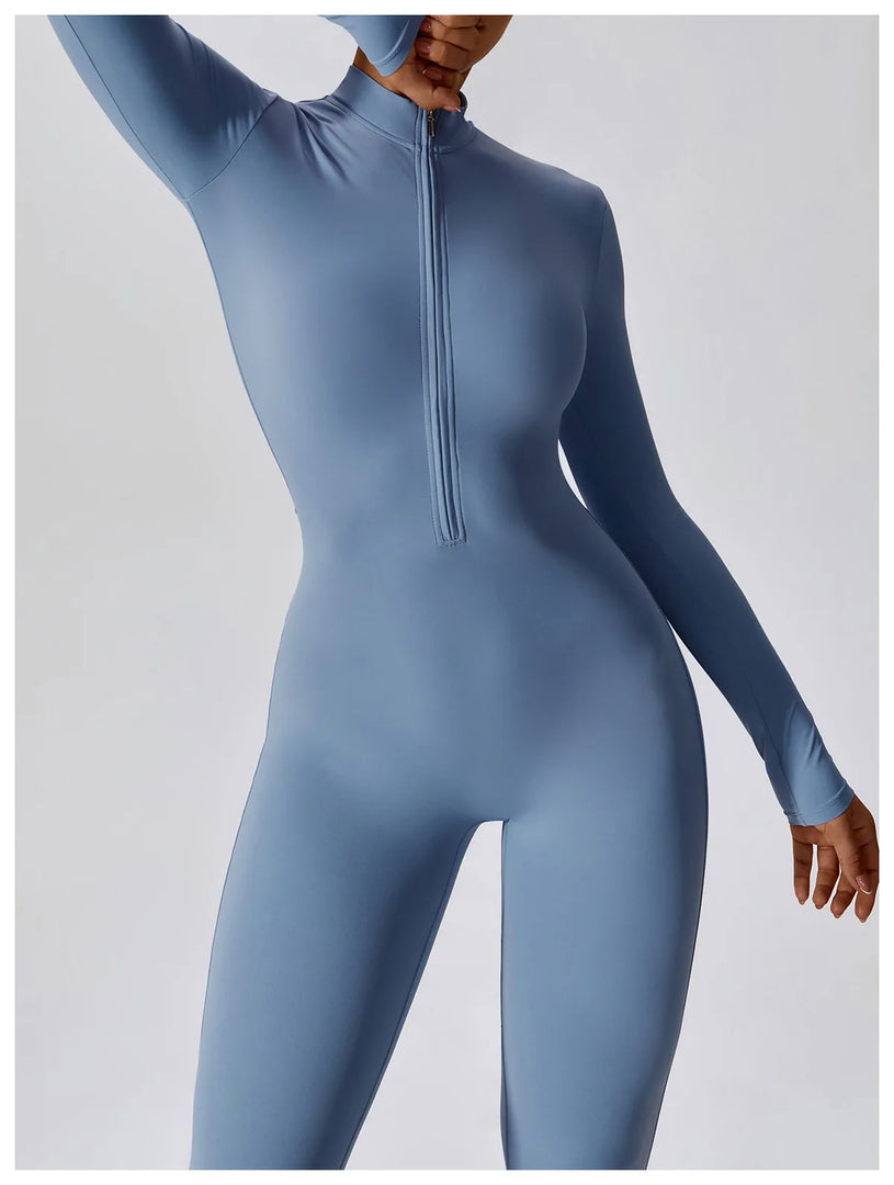 Zippered Contour Yoga Jumpsuit With Performance Gear
