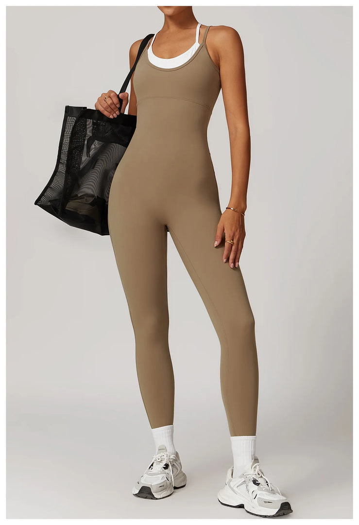 Color Blocking Seamless Yoga Jumpsuit Exquisite Fit