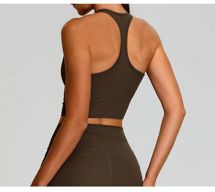 High Impact Ribbed Contour Sport Bra Breathable For Running