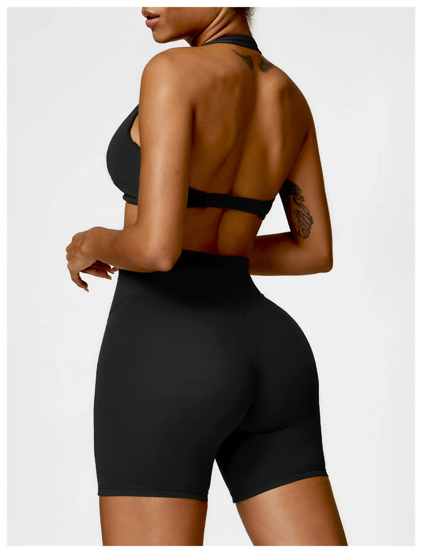 Breathable Contoured Nylon Halter Bralette With Twist