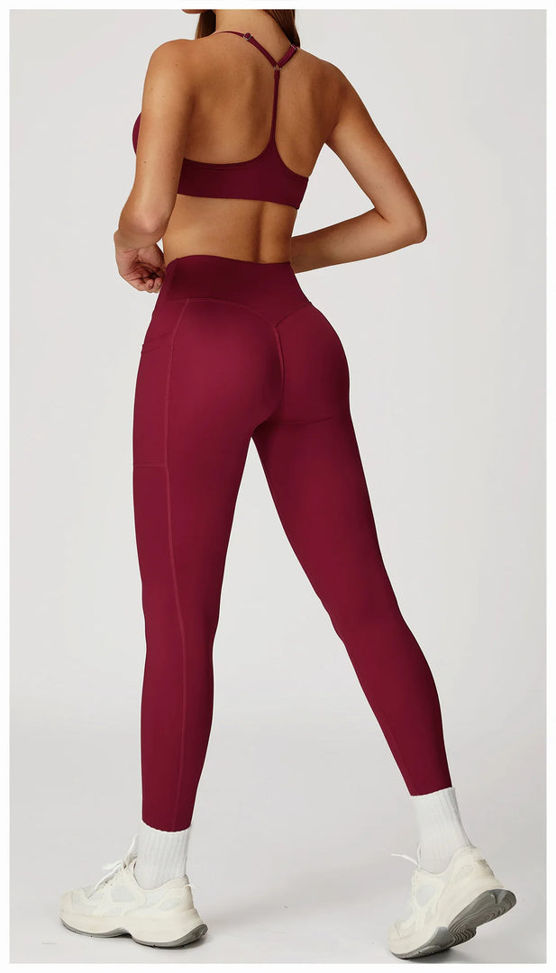 Two Piece Contoured Seamless Performance Athletic Set Nylon