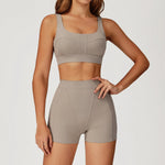 Load image into Gallery viewer, Two-Piece Contoured Breathable Yoga Set Leggings Silhouette
