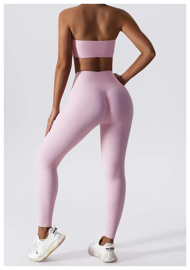 Strapless Padded Yoga Sports Bra Contour Silhouette