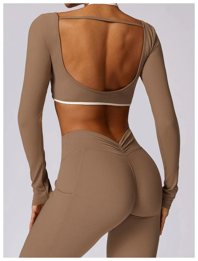 Luxurious Backless Yoga Top Breathable Contour Performance