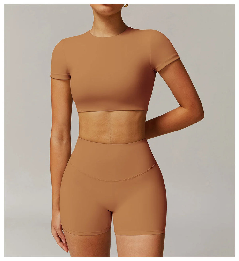 Contour Yoga Cropped Top Short Sleeve Performance Pro