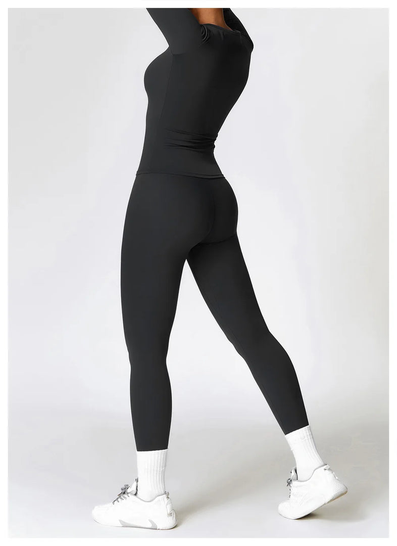Seamless Sculpted Yoga Core Set Leggings Ribbed Contour