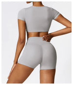 Load image into Gallery viewer, Seamless Contour Fit Yoga Crop Top Light Weight Nylon Knit
