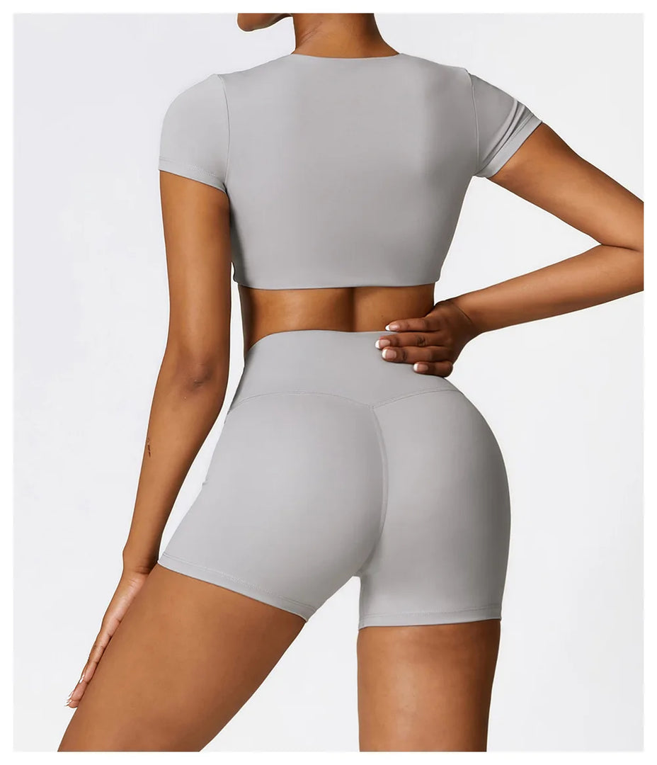 Seamless Contour Fit Yoga Crop Top Light Weight Nylon Knit