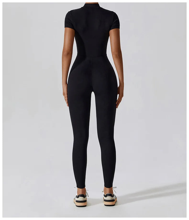 Seamless One Piece Yoga Bodysuit Zippered Breathable