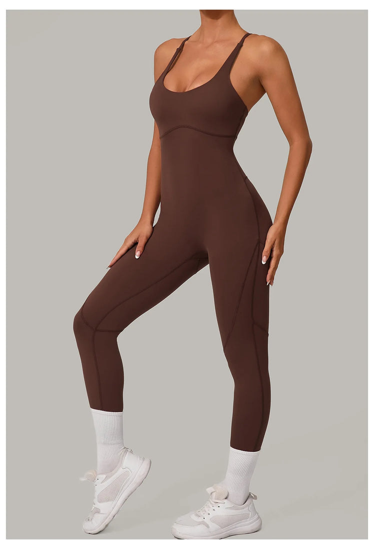 Luxe Sleeveless Yoga Jumpsuit Nylon Spandex