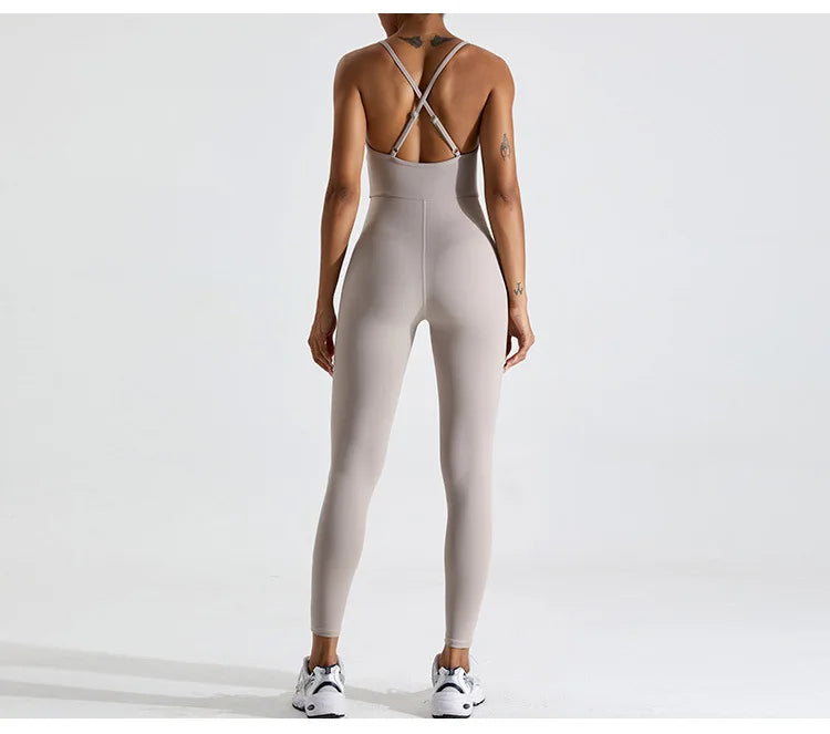 Backless Contour Yoga Jumpsuit Seamless Performance Wear