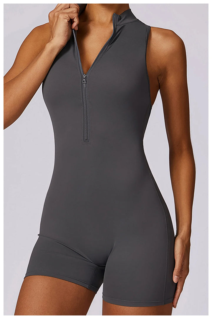 Luxurious Contour Performance Zip Front Yoga Romper