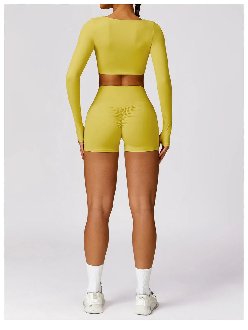 Luxurious Breathable High Waist Contour Yoga Shorts Nylon