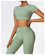 Load image into Gallery viewer, Seamless Contour Fit Yoga Crop Top Light Weight Nylon Knit
