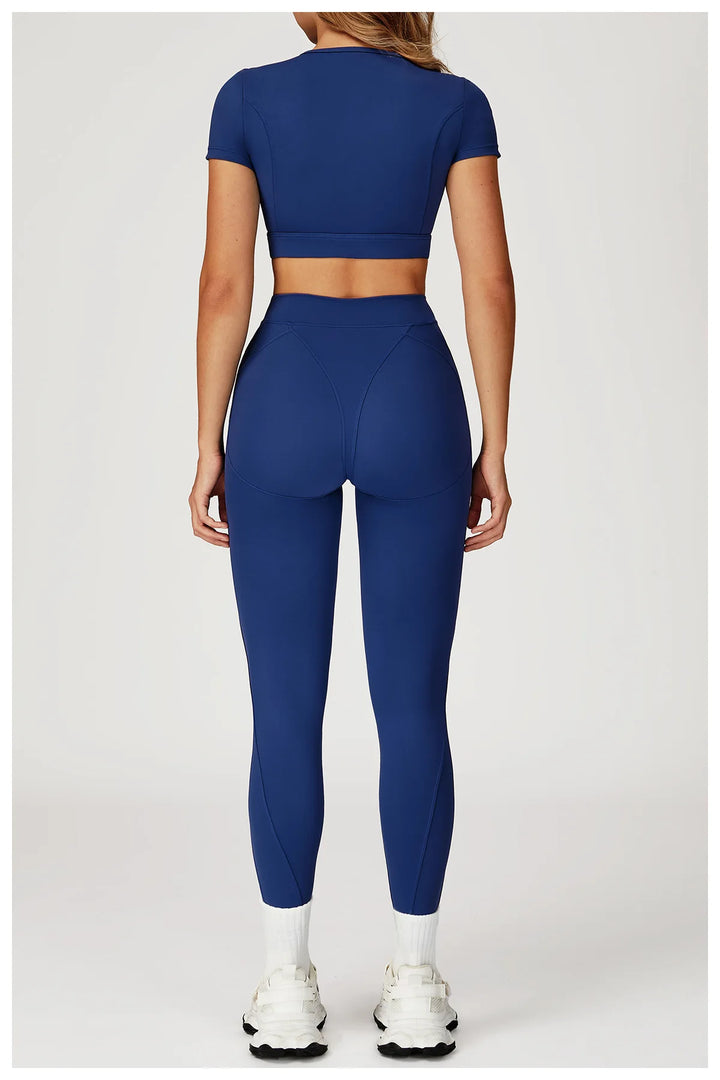 Two-Piece Contoured Breathable Yoga Set Leggings Silhouette
