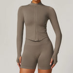 Load image into Gallery viewer, Seamless Contour Yoga Top With Zippered Long Sleeve
