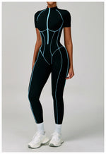 Load image into Gallery viewer, Contoured Zippered Performance Yoga Jumpsuit Nylon Knit
