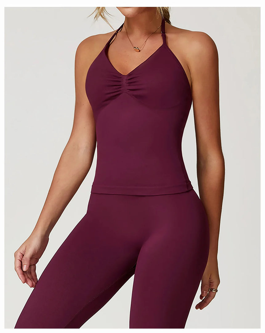 Breathable Contoured Halter Crop Sports Bra With Padding