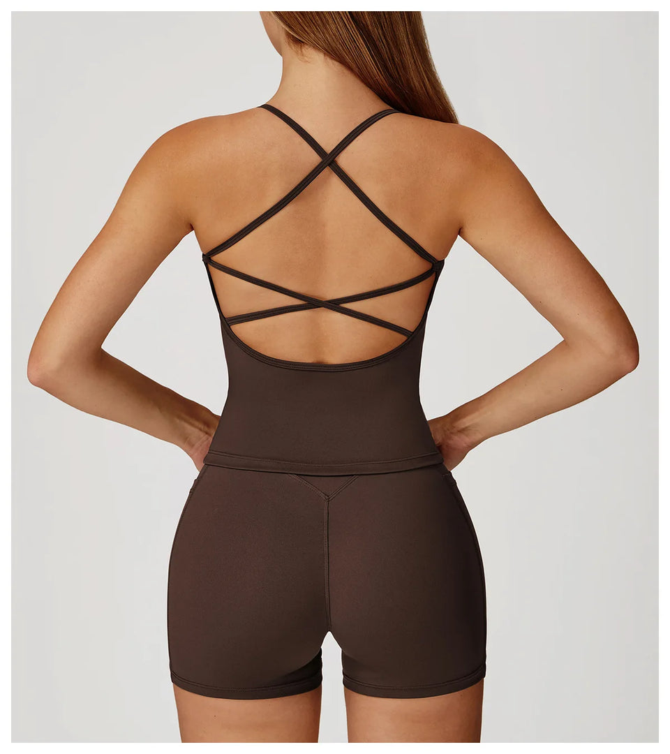 Cross Strap Light Weight Breathable Contour Sport Bra