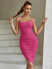 Slip Asymmetrical Ruched Dress | Wedding Guest Dress