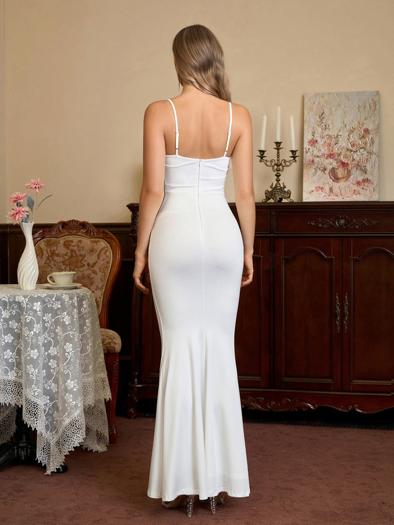 Solid Ruched Bodycon Formal Dress | Cocktail Dress