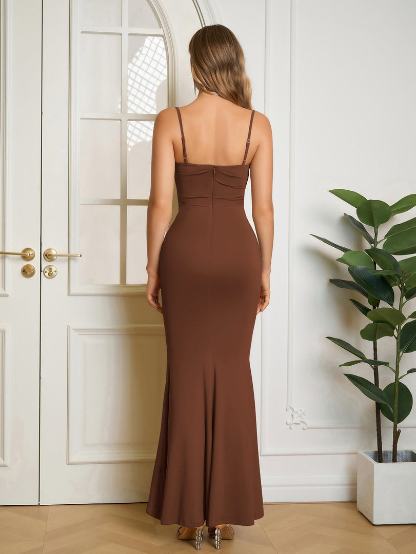 Solid Ruched Bodycon Formal Dress | Cocktail Dress