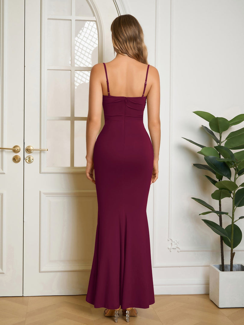 Solid Ruched Bodycon Formal Dress | Cocktail Dress