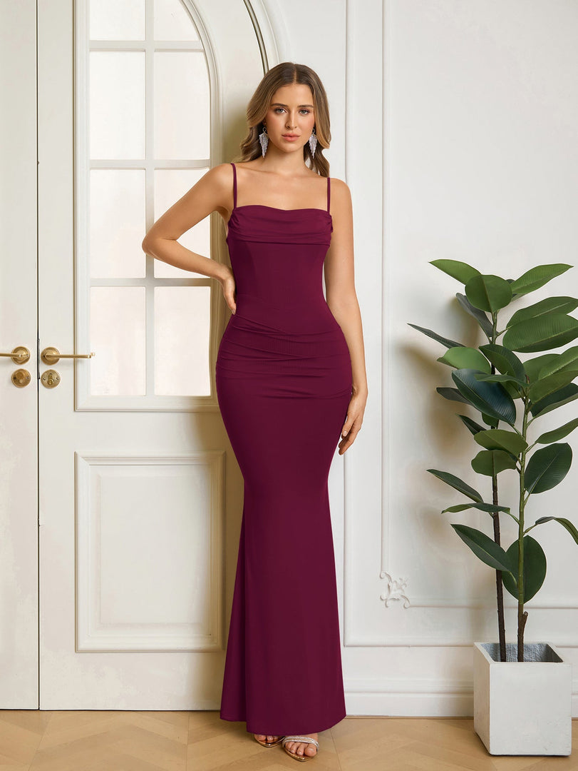Solid Ruched Bodycon Formal Dress | Cocktail Dress