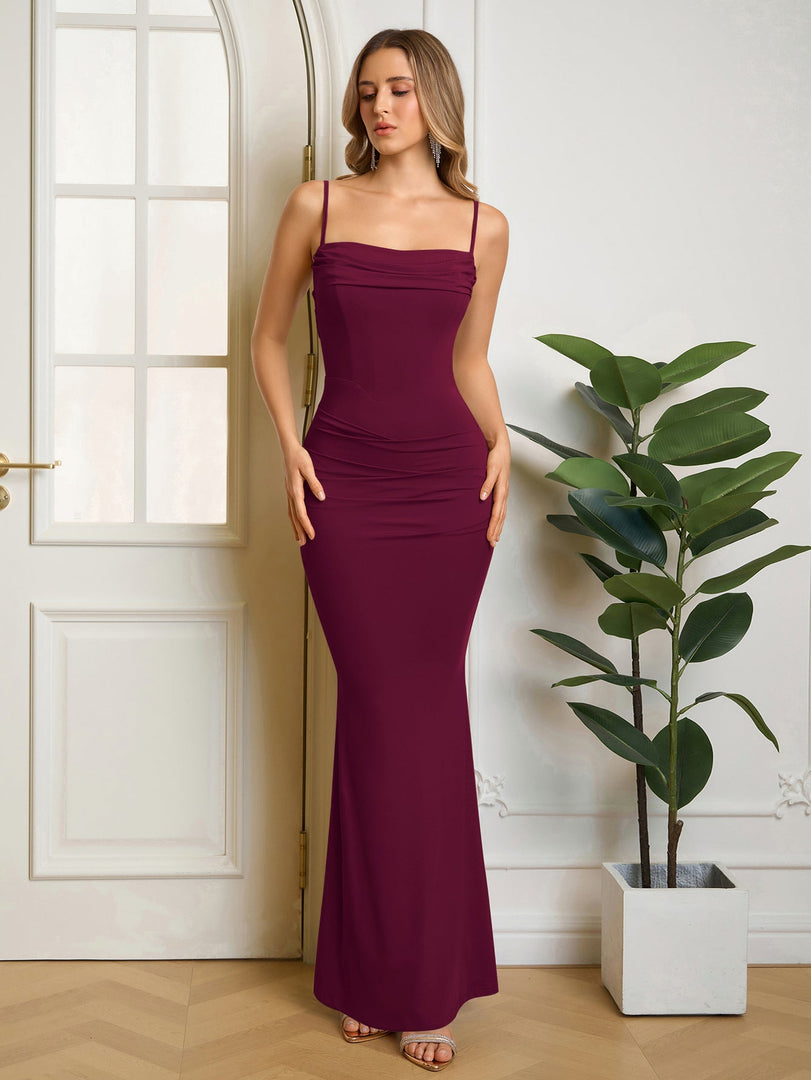 Solid Ruched Bodycon Formal Dress | Cocktail Dress