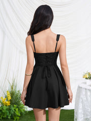 Square Neck Crisscross Back Mini Dress | Homecoming Dress